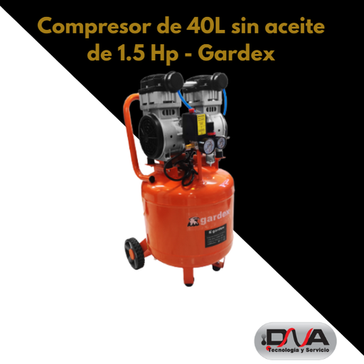 [1.5gradex] Compresor de 40L sin aceite de 1.5 Hp - Gardex
