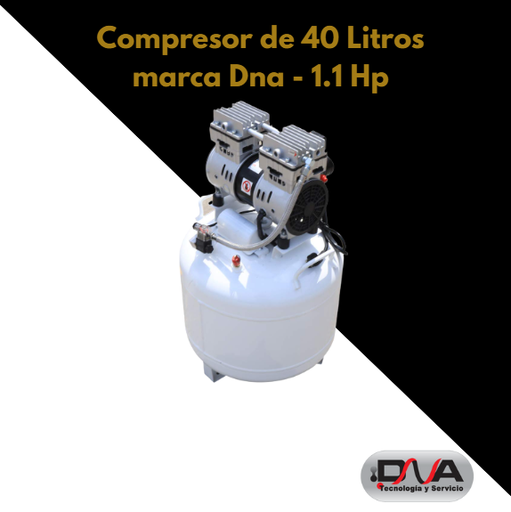 [c40l] Compresor silencioso 1HP de 40 litros con 2 cargadores (DNA)